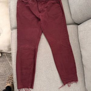 Wine skinny ankle pants